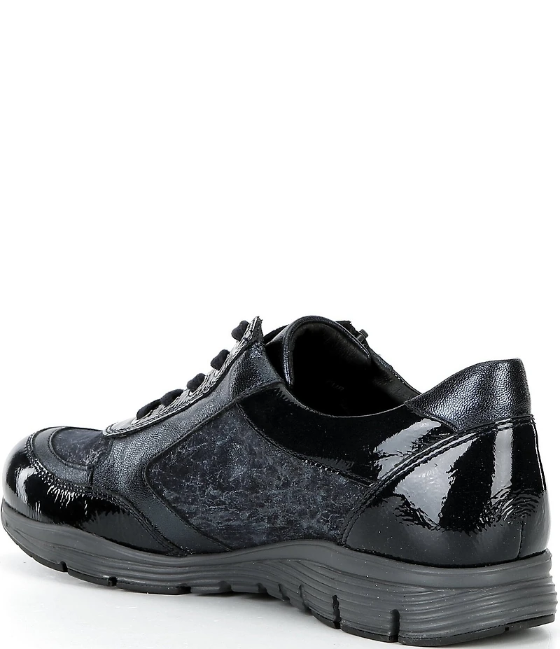 Mephisto Ylona Printed Leather Side Zip Oxford Sneakers