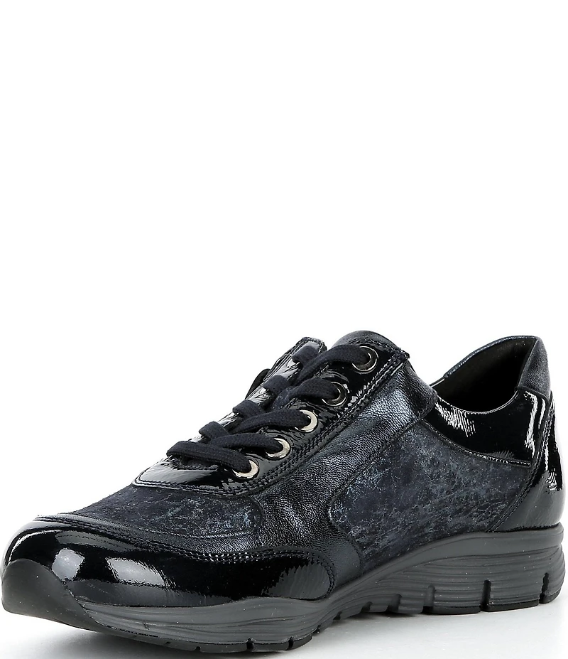 Mephisto Ylona Printed Leather Side Zip Oxford Sneakers