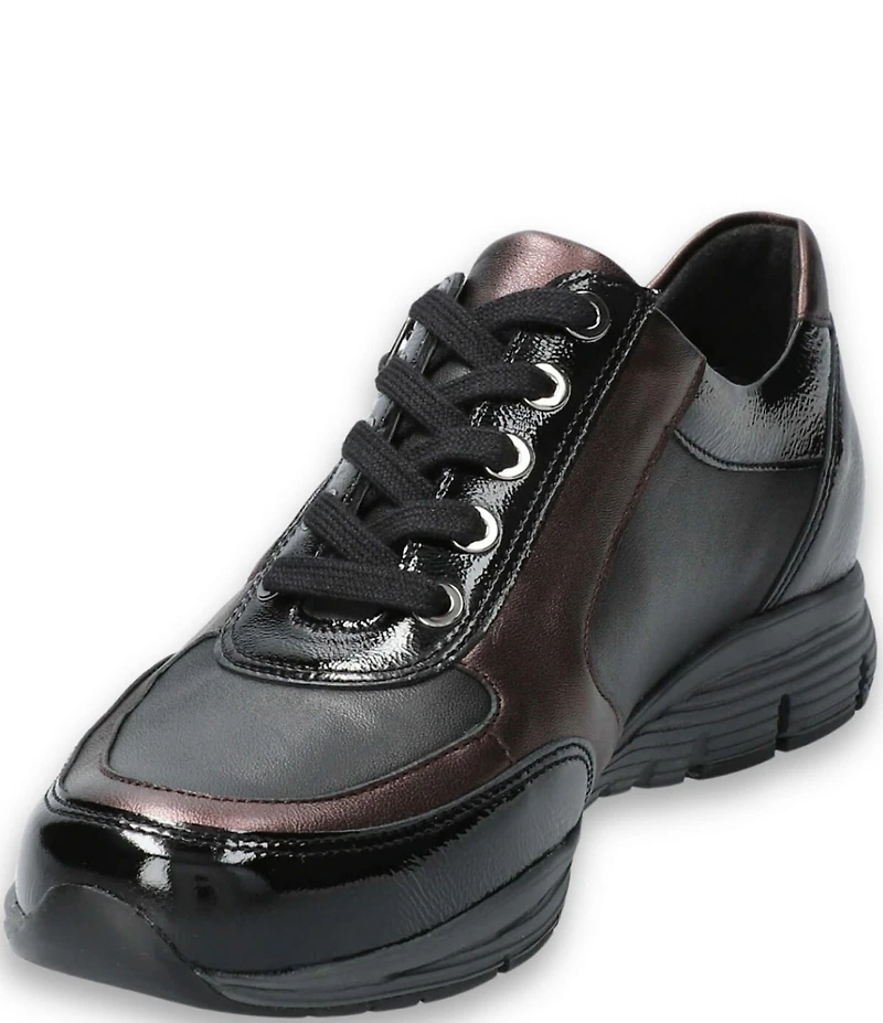 Mephisto Ylona Metallic Leather Side Zip Oxford Sneakers