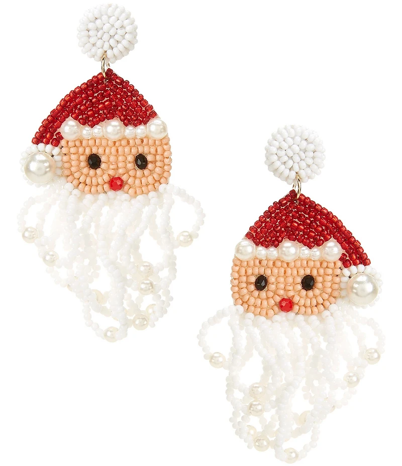 Merry & Bright Christmas Beaded Santa Drop Earrings