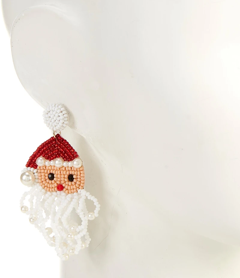 Merry & Bright Christmas Beaded Santa Drop Earrings