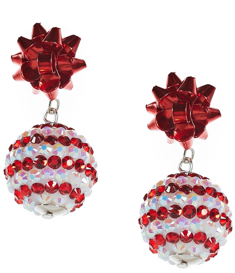 Merry & Bright Christmas Candy Cane Beaded Drop Earrings
