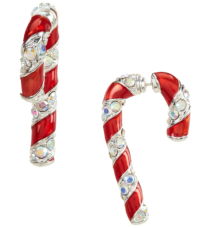 Merry & Bright Christmas Candy Cane Front Back Earrings