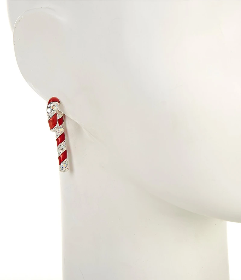 Merry & Bright Christmas Candy Cane Front Back Earrings