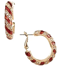 Merry & Bright Christmas Candy Cane Hoop Earrings