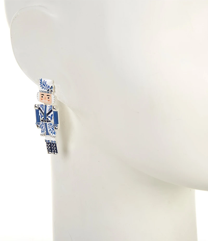 Merry & Bright Christmas Chinoiserie Nutcracker Drop Earrings