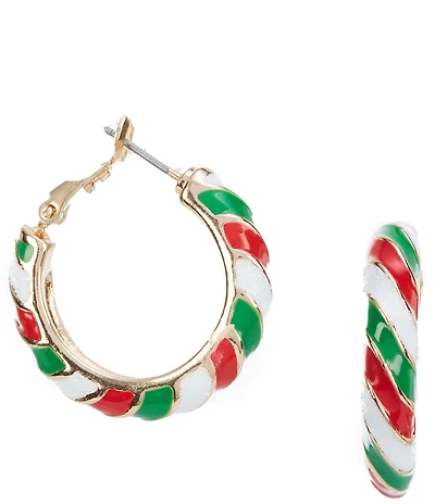 Merry & Bright Christmas Colors Enamel Hoop Earrings