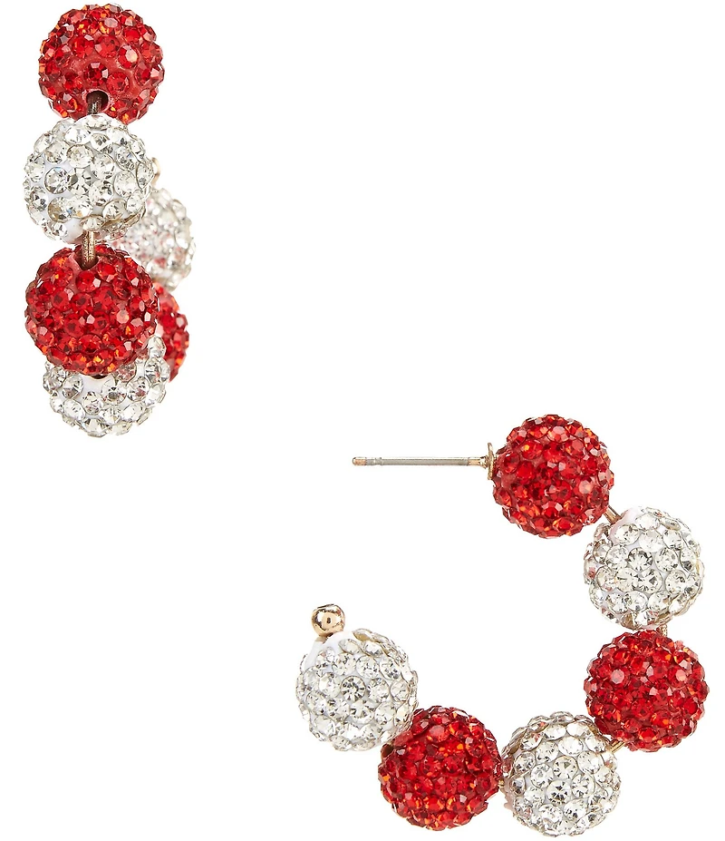 Merry & Bright Christmas Crystal Fireball Hoop Earrings