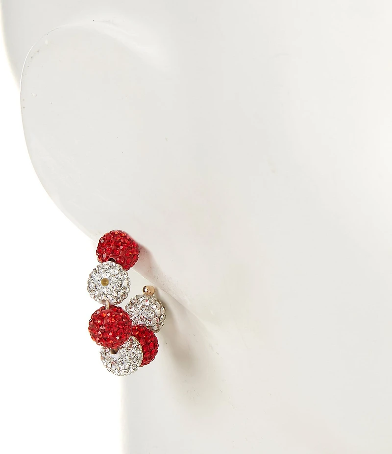 Merry & Bright Christmas Crystal Fireball Hoop Earrings