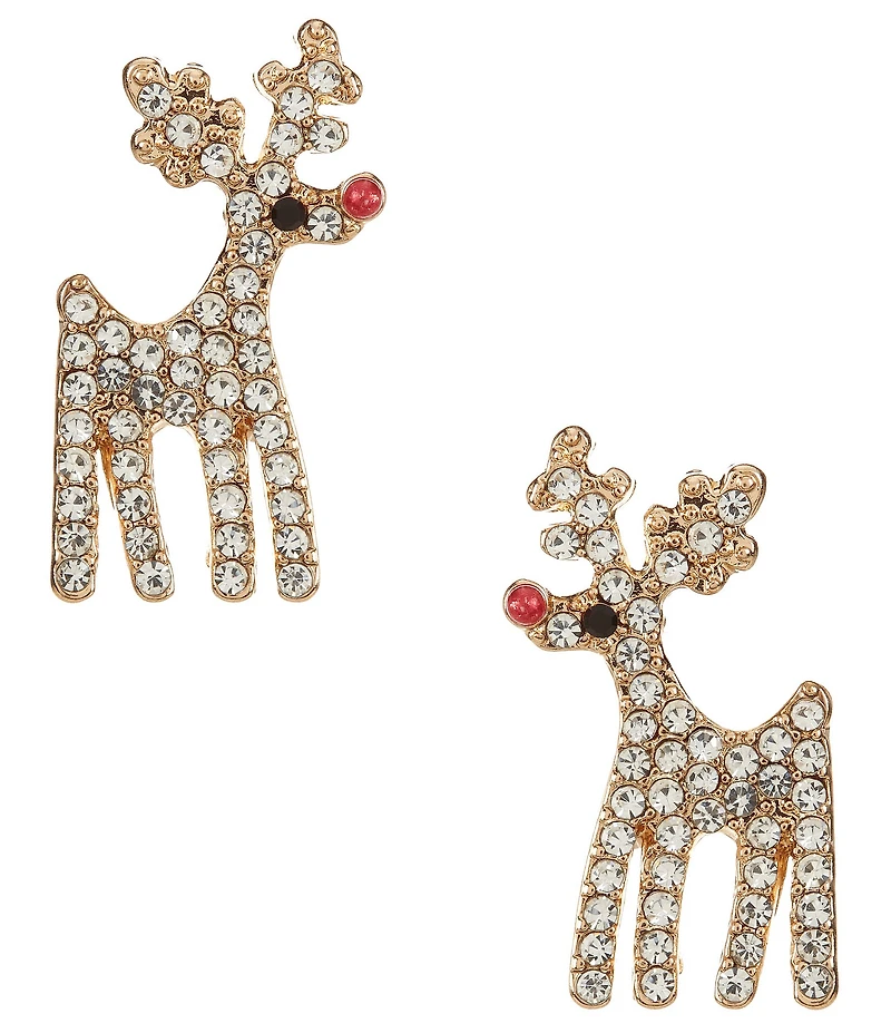Merry & Bright Christmas Crystal Pave Rudolph Stud Earrings