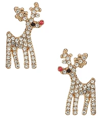 Merry & Bright Christmas Crystal Pave Rudolph Stud Earrings