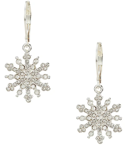 Merry & Bright Christmas Crystal Snowflake Drop Earrings