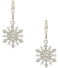 Merry & Bright Christmas Crystal Snowflake Drop Earrings
