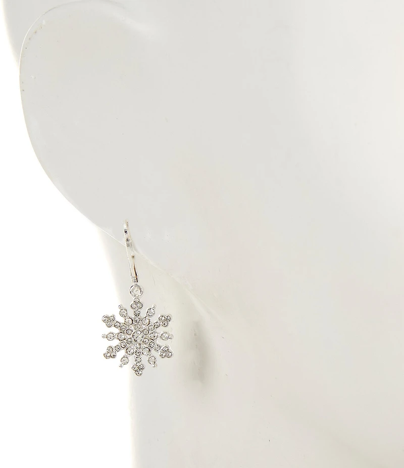 Merry & Bright Christmas Crystal Snowflake Drop Earrings