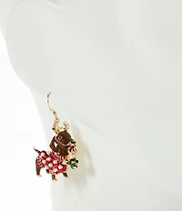 Merry & Bright Christmas Dachshund Drop Earrings