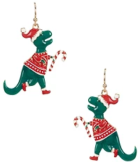 Merry & Bright Christmas Dinosaur Drop Earrings