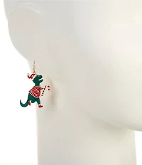 Merry & Bright Christmas Dinosaur Drop Earrings