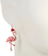 Merry & Bright Christmas Flamingo Drop Earrings