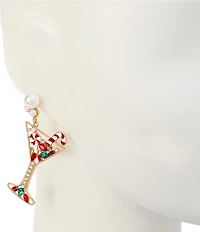 Merry & Bright Christmas Martini Drop Earrings