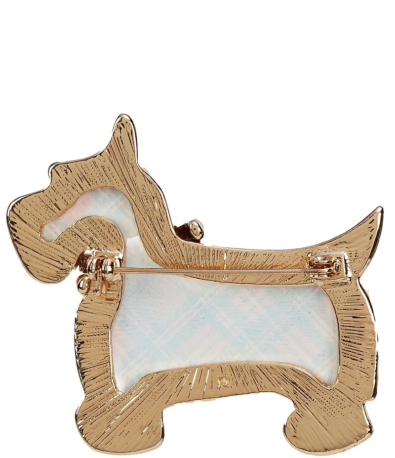 Merry & Bright Christmas Plaid Scotty Dog Pin