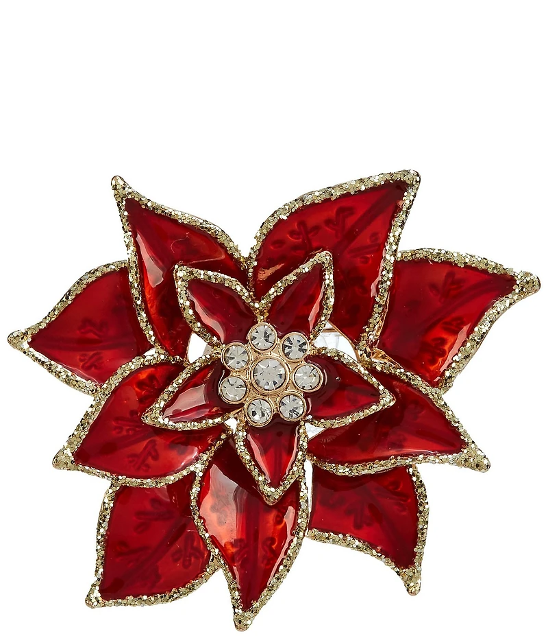 Merry & Bright Christmas Poinsettia Pin