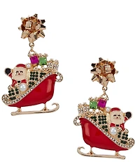 Merry & Bright Christmas Santa Sleigh Drop Earrings