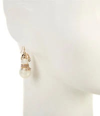 Merry & Bright Christmas Snowman Double Pearl Drop Earrings
