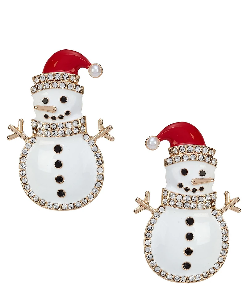 Merry & Bright Christmas Snowman Drop Earrings