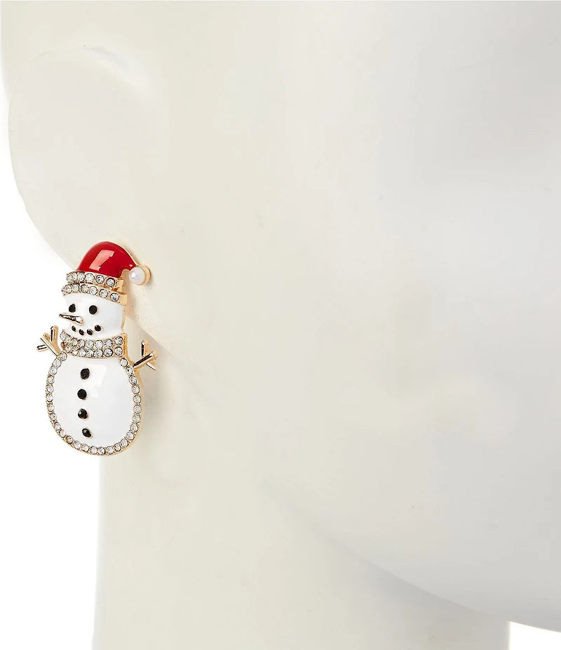Merry & Bright Christmas Snowman Drop Earrings