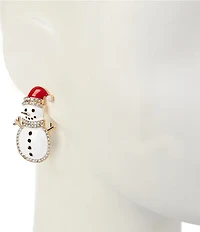 Merry & Bright Christmas Snowman Drop Earrings