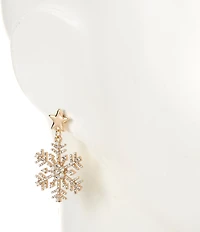 Merry & Bright Christmas Star Post Snowflake Drop Earrings
