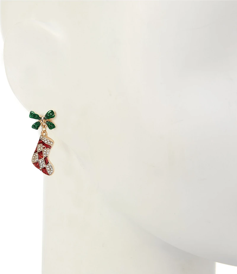 Merry & Bright Christmas Stocking Drop Earrings