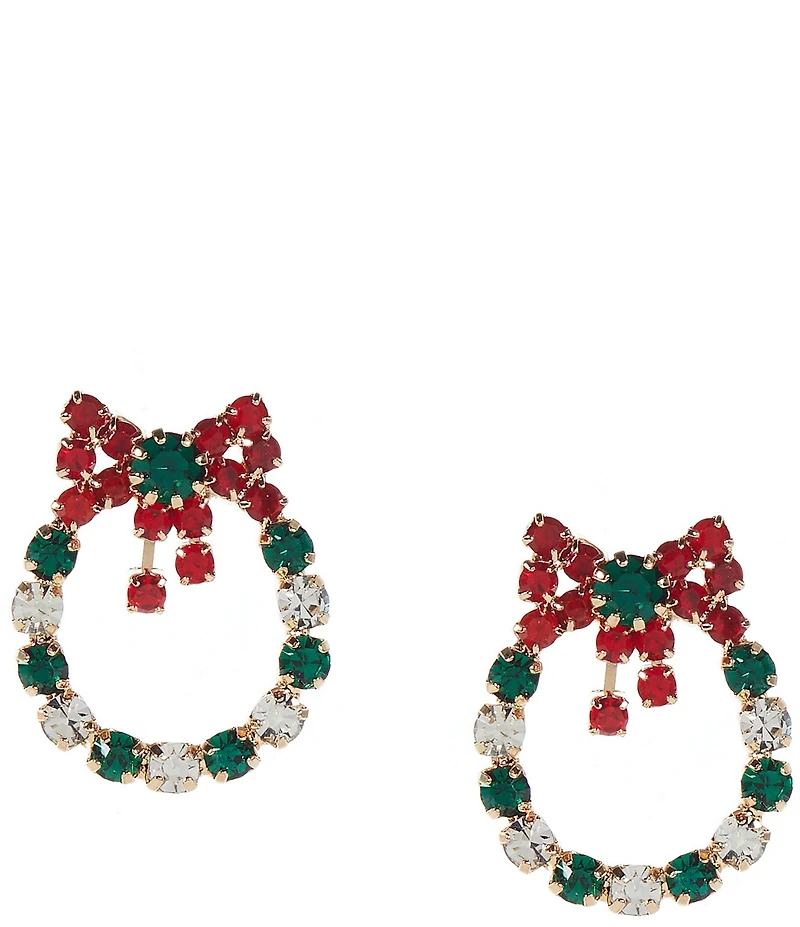 Merry & Bright Christmas Wreath Stud Earrings