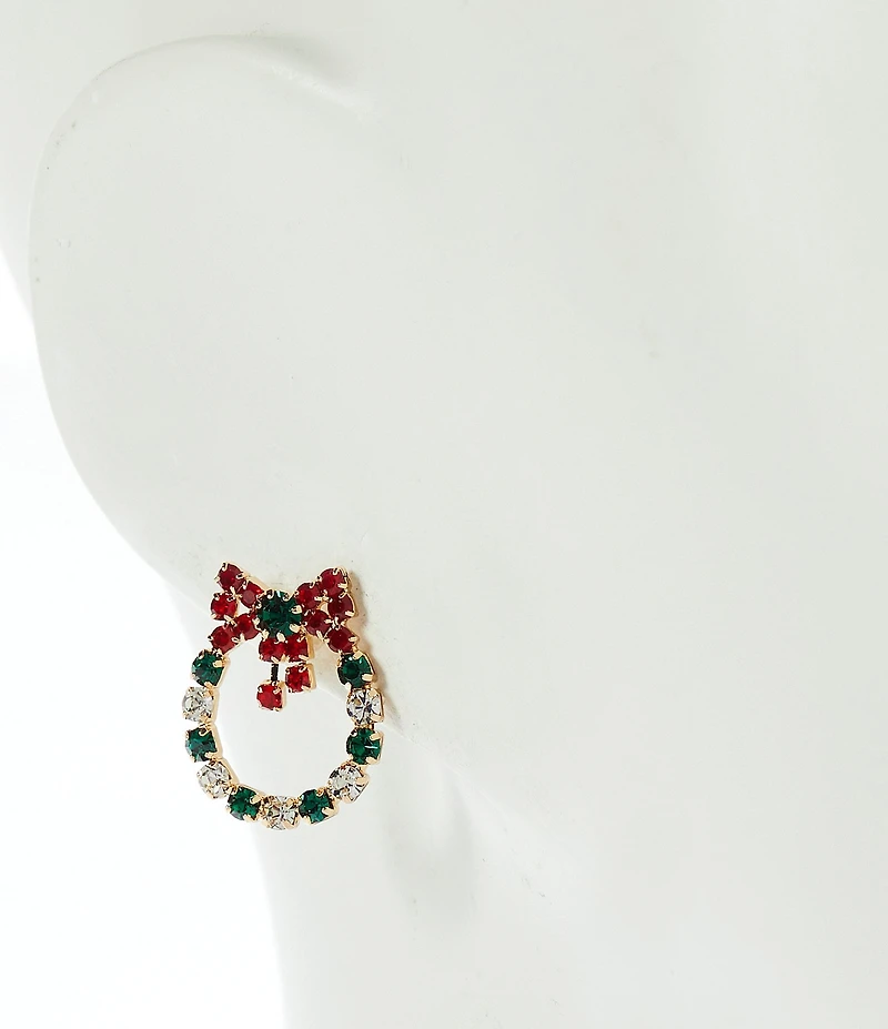 Merry & Bright Christmas Wreath Stud Earrings