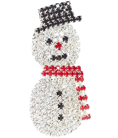 Merry & Bright Crystal Happy Snowman Christmas Pin