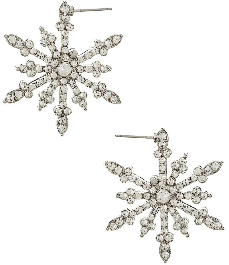 Merry & Bright Crystal Pave Christmas Snowflake Drop Earrings