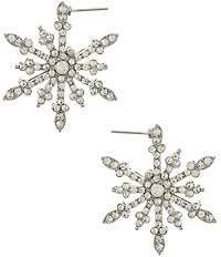 Merry & Bright Crystal Pave Christmas Snowflake Drop Earrings