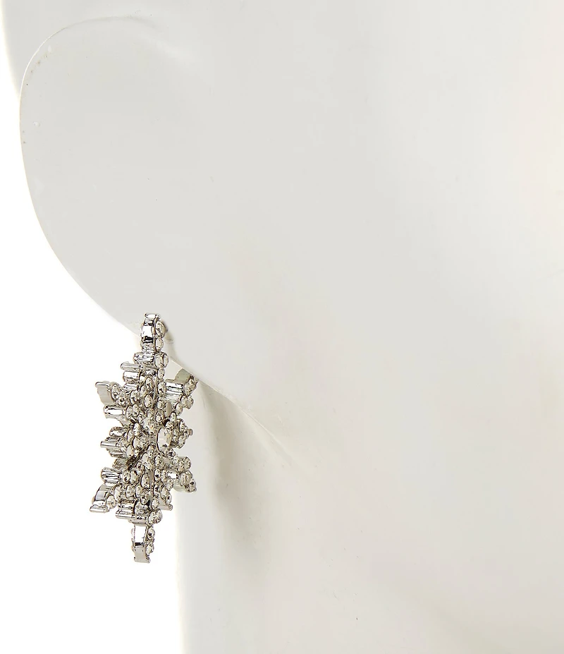 Merry & Bright Crystal Pave Christmas Snowflake Drop Earrings