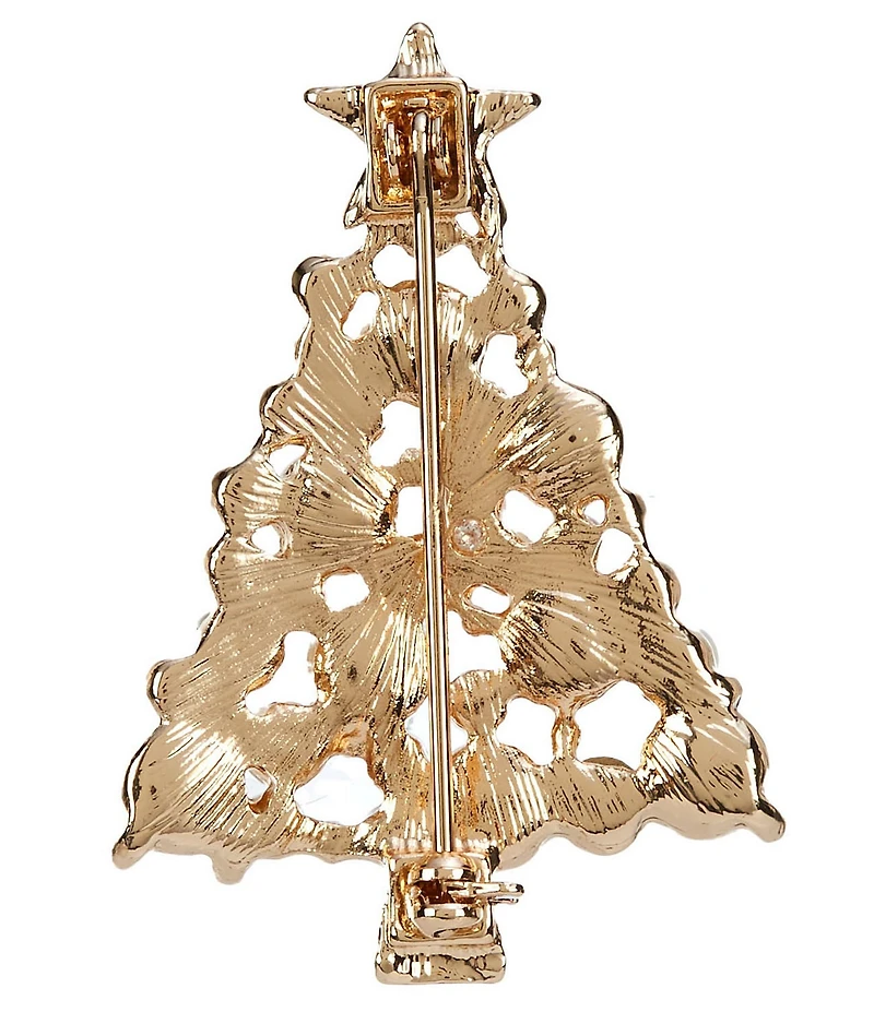 Merry & Bright Crystal Stone & Pearl Cluster Christmas Tree Pin