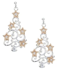 Merry & Bright Crystal Stone Open Swirl Christmas Tree Drop Earrings
