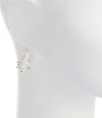 Merry & Bright Crystal Stone Open Swirl Christmas Tree Drop Earrings