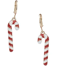 Merry & Bright Dangling Christmas Candy Cane Drop Earrings