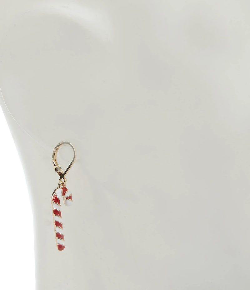 Merry & Bright Dangling Christmas Candy Cane Drop Earrings