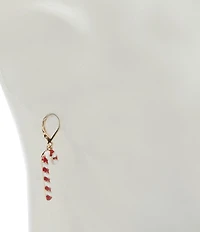Merry & Bright Dangling Christmas Candy Cane Drop Earrings