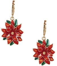 Merry & Bright Enamel Christmas Poinsettia Flower Drop Earrings