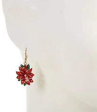 Merry & Bright Enamel Christmas Poinsettia Flower Drop Earrings