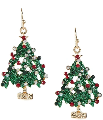 Merry & Bright Glitter Christmas Tree Drop Earrings