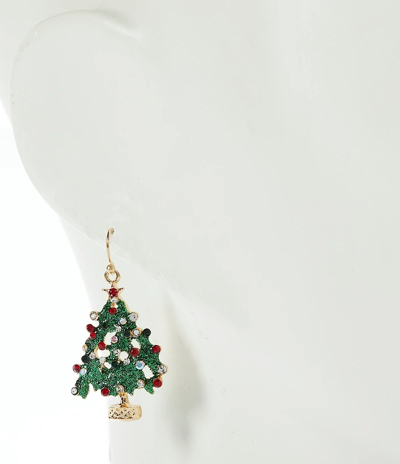Merry & Bright Glitter Christmas Tree Drop Earrings