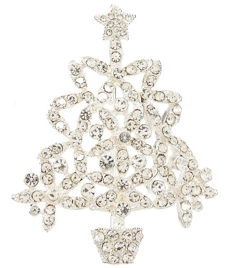 Merry & Bright Glitzy Crystal Christmas Tree Pin