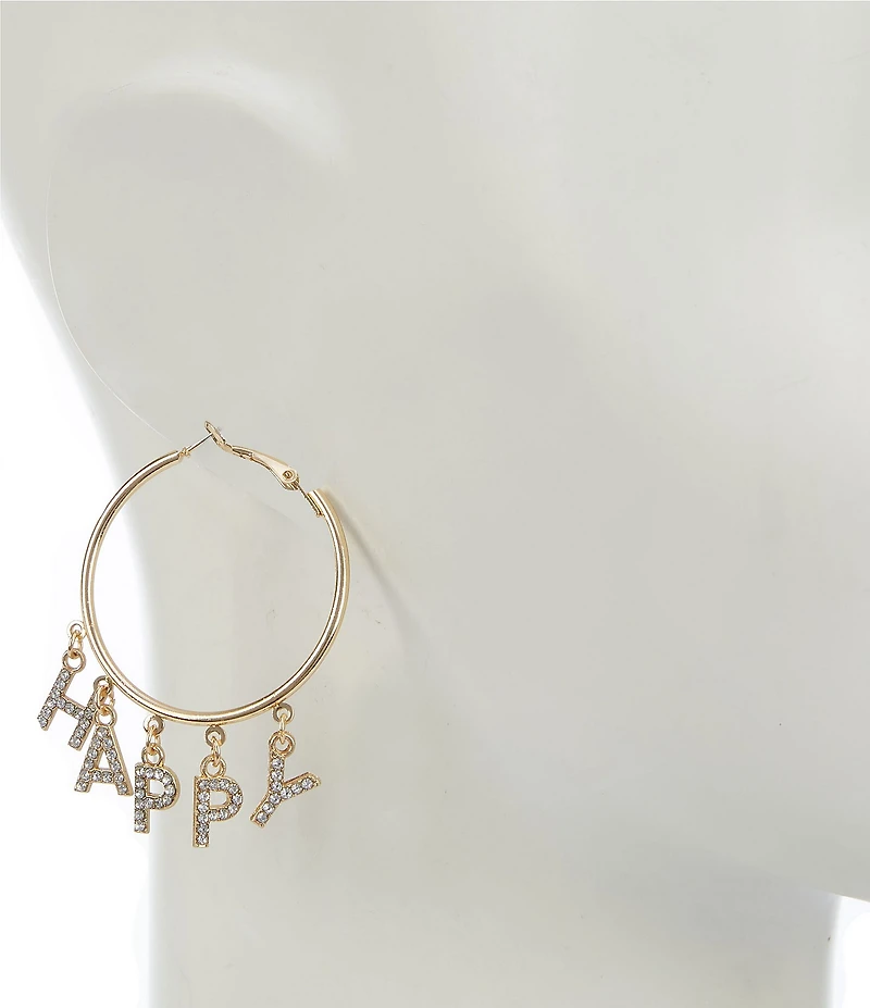Merry & Bright Happy New Year Dangle Hoop Earrings